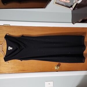 Elegant Black Sleeveless Cocktail Formal Dress with Beading, Size 12